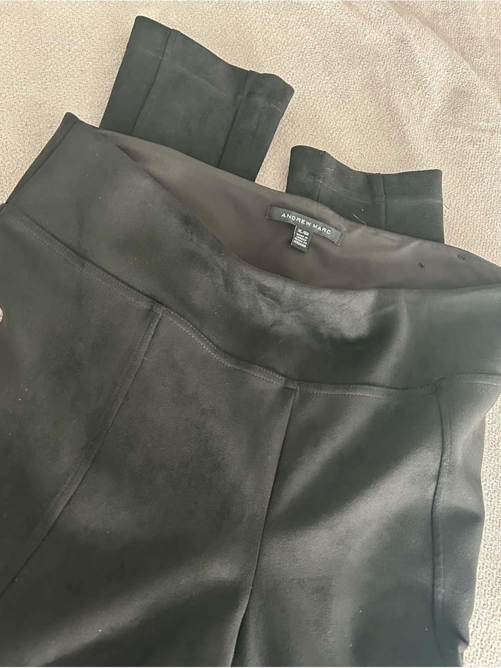 Andrew Marc Black Suede-Look Pants, XL